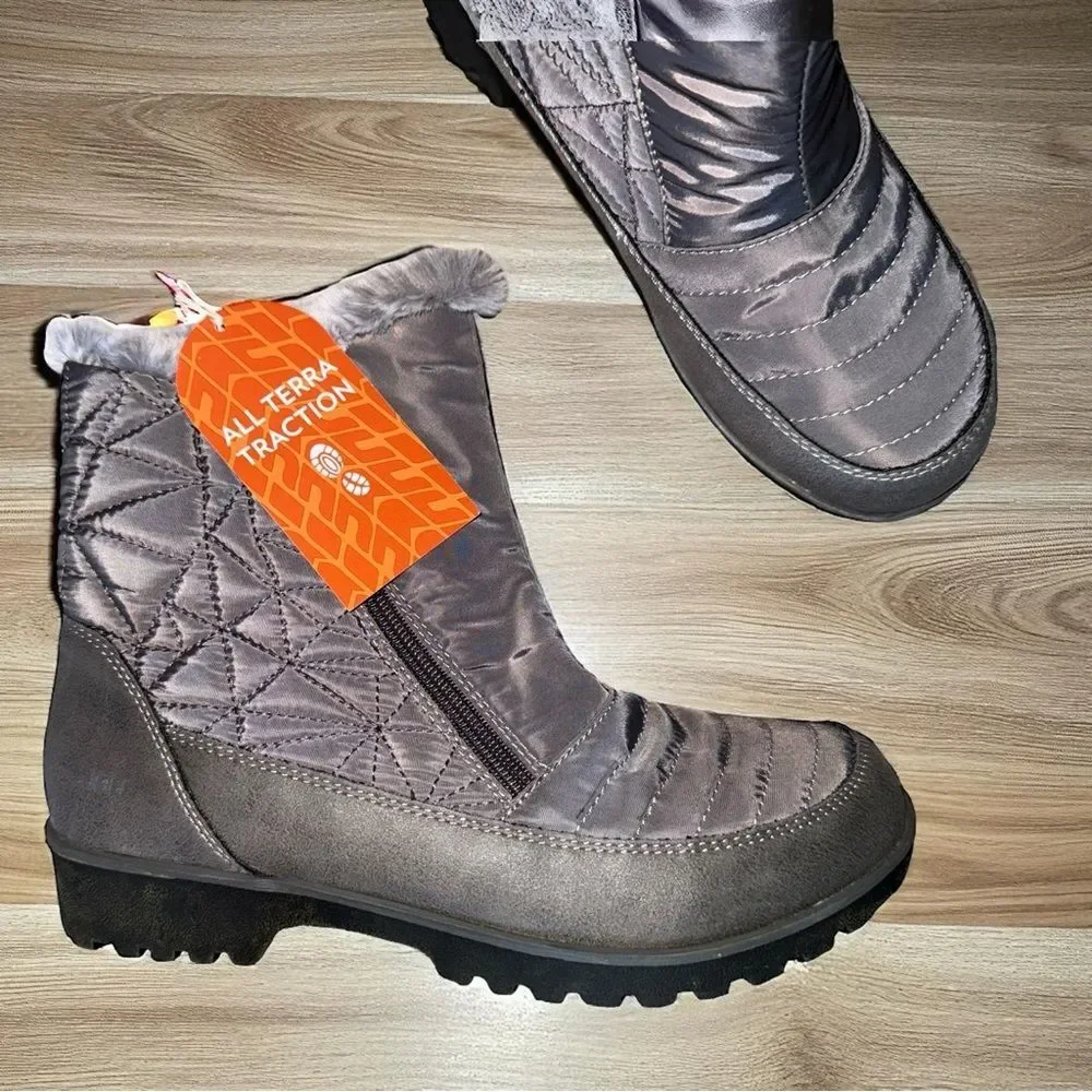 New in Box JBU by Jambu Free Bird Mid Calf Winter Gray with Faux Fur Boot, 8M